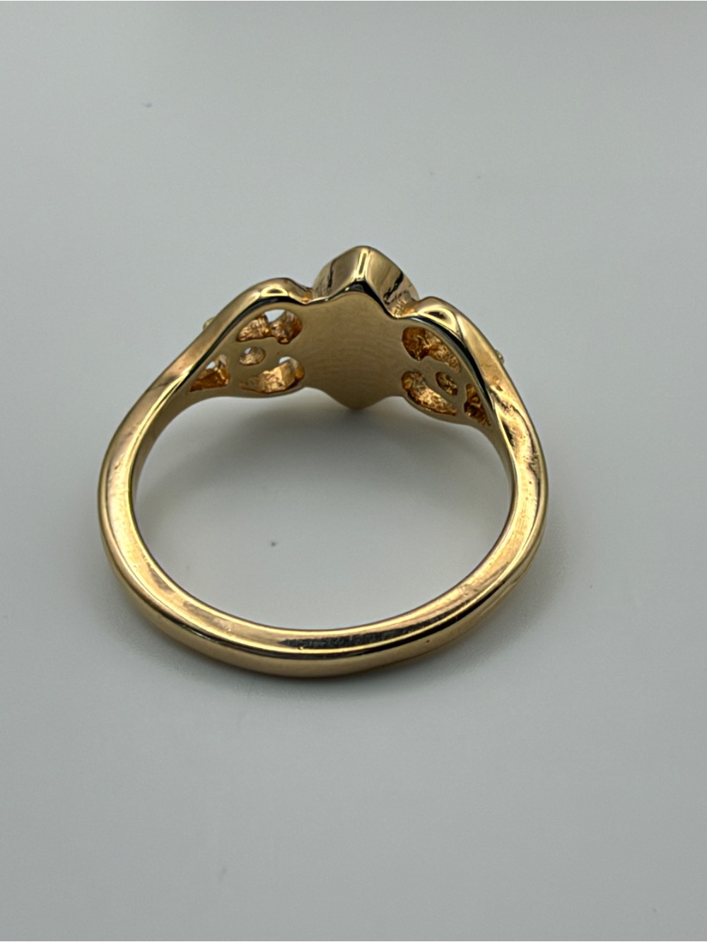 Vintage Avon 18K HGE GTR Marquise Jade Green Cabochon Ring Gold Electroplat - Picture 5 of 8